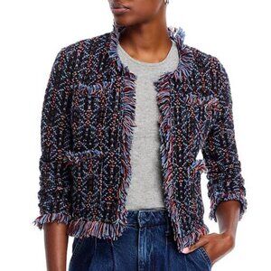 Aldo Martins Thun Fringed Knit Bomber Jacket – Blue Multi – Size M – NWT